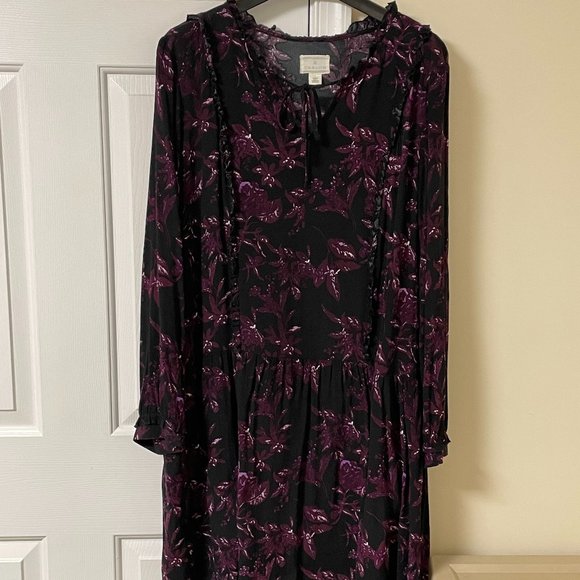 Caslon Long Sleeve Drop-Waist Floral Dress - Picture 1 of 16
